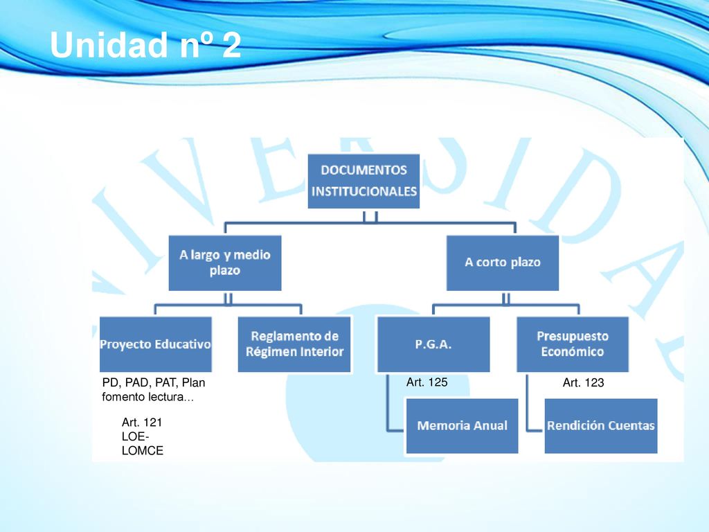 Unidad nº 2 PD, PAD, PAT, Plan fomento lectura… Art. 125 Art. 123