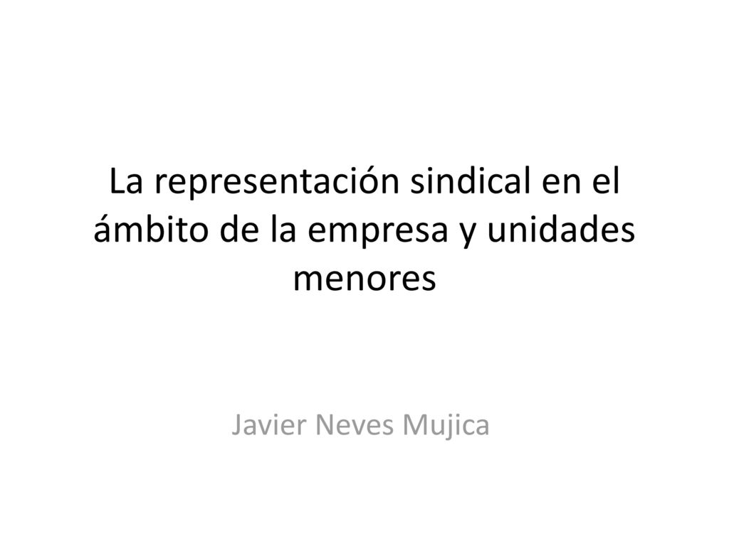 La representación sindical en el ámbito de la empresa y unidades menores
