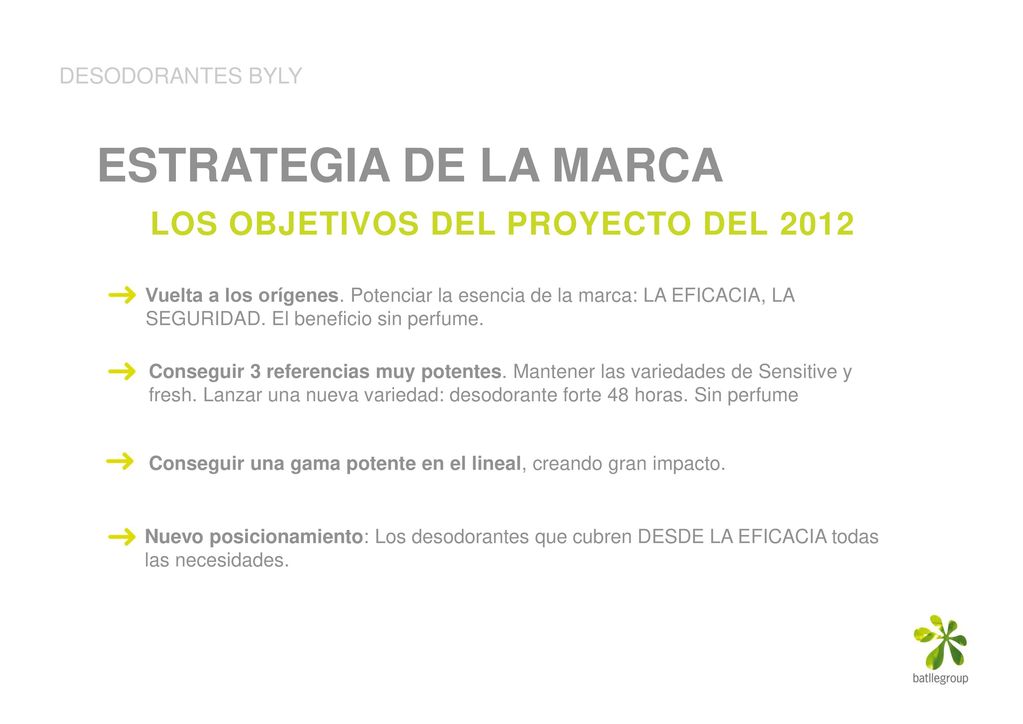 ESTRATEGIA DE LA MARCA LOS OBJETIVOS DEL PROYECTO DEL 2012