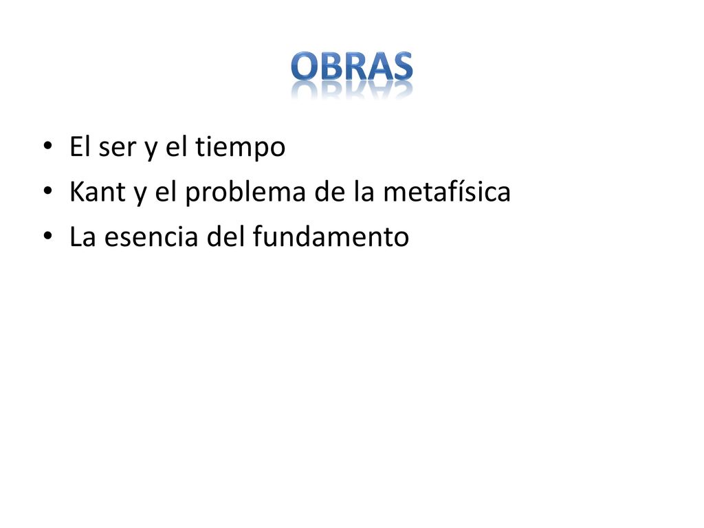 OBRAS El ser y el tiempo Kant y el problema de la metafísica