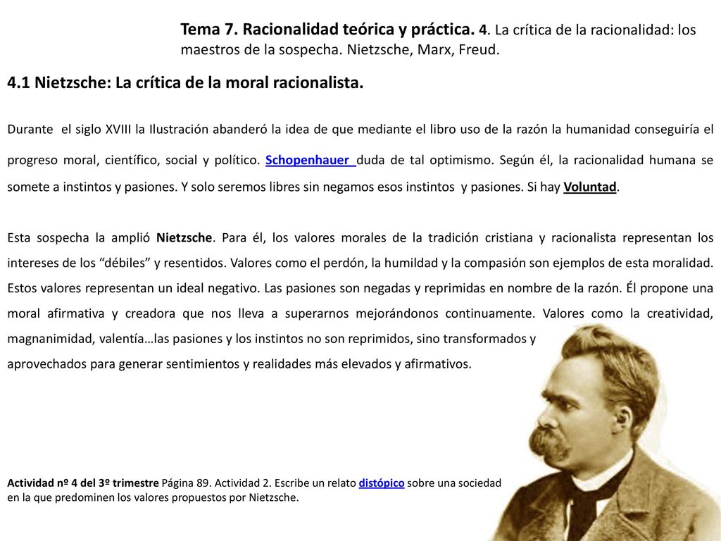 4.1 Nietzsche: La crítica de la moral racionalista.