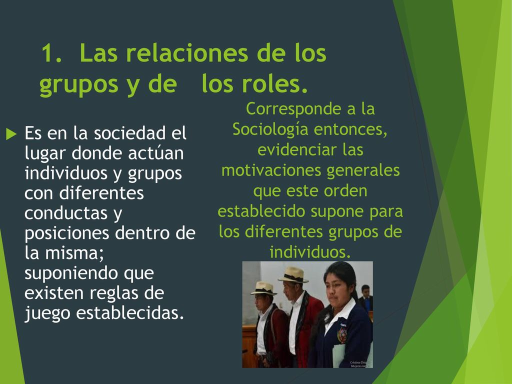 1. Las relaciones de los grupos y de los roles.