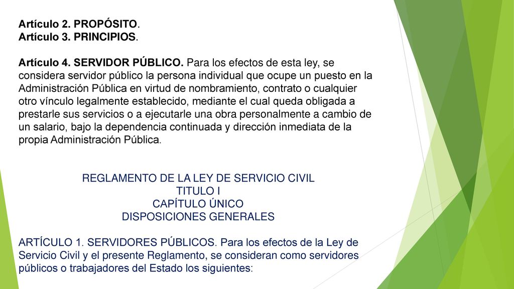 REGLAMENTO DE LA LEY DE SERVICIO CIVIL TITULO I CAPÍTULO ÚNICO