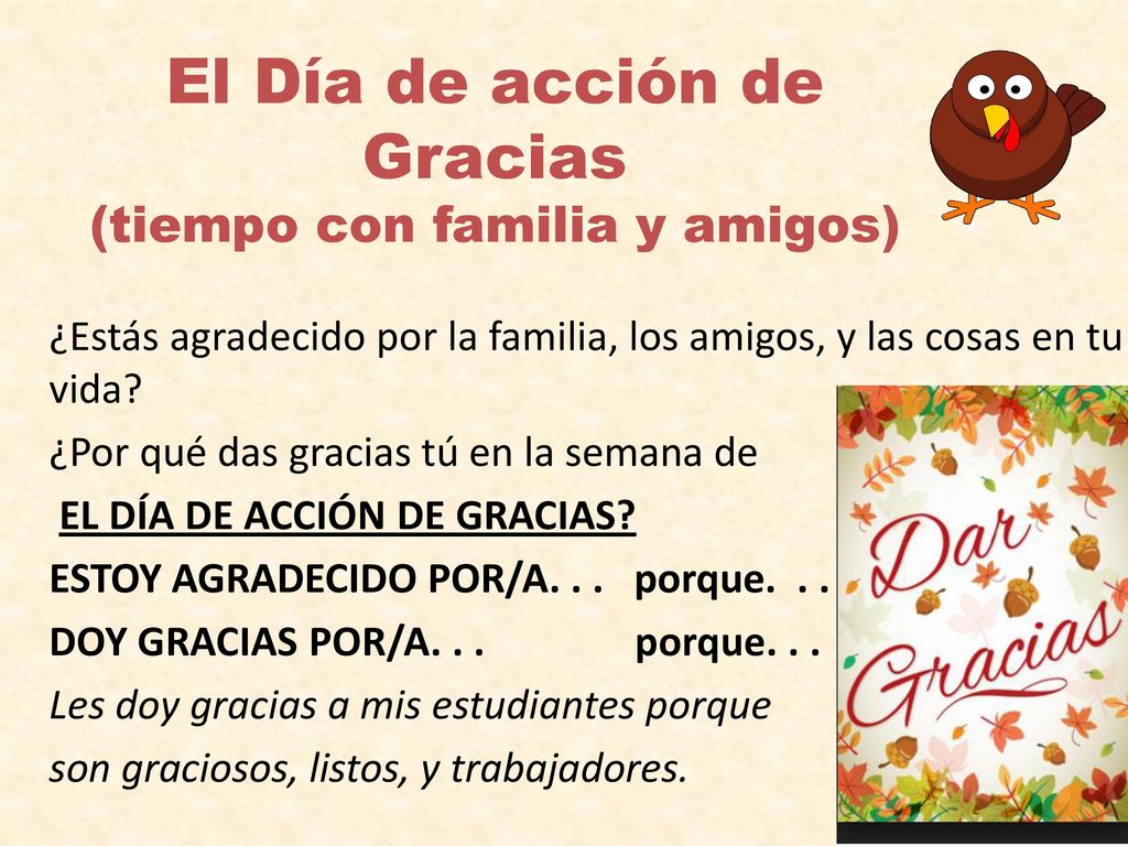 El Día de acción de Gracias (tiempo con familia y amigos)