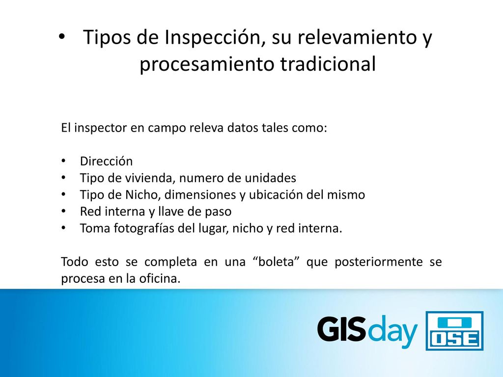 Tipos de Inspección, su relevamiento y procesamiento tradicional