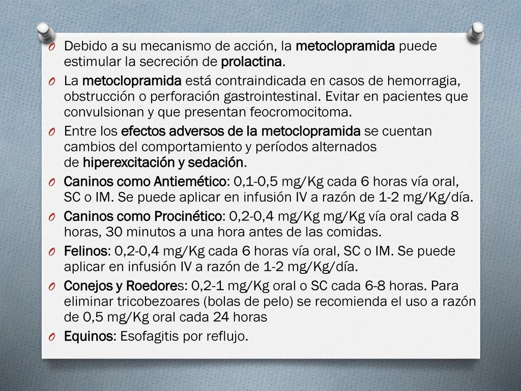 Debido a su mecanismo de acción, la metoclopramida puede estimular la secreción de prolactina.