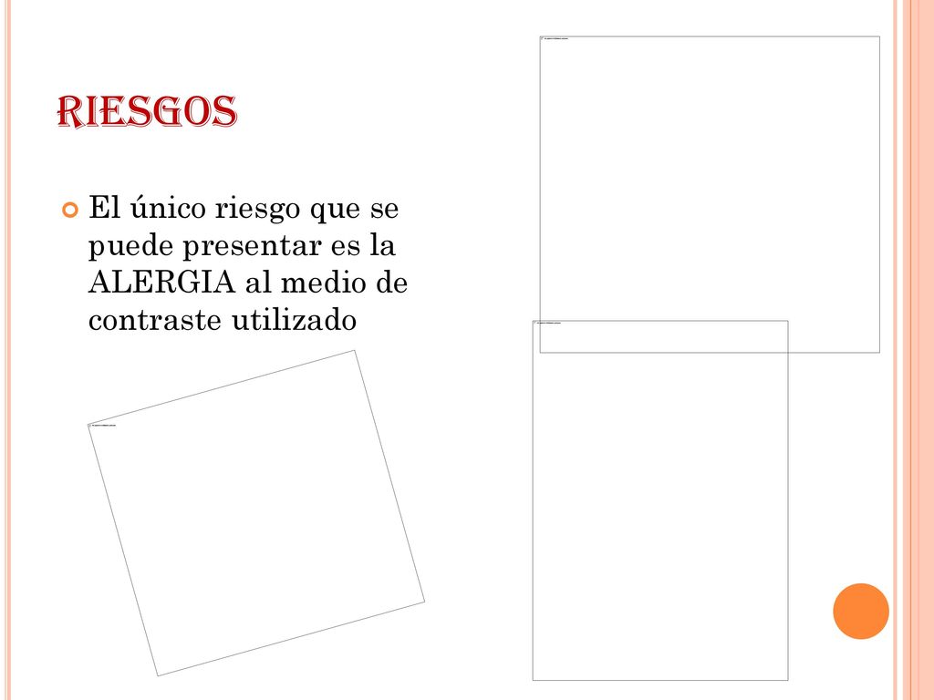 riesgos El único riesgo que se puede presentar es la ALERGIA al medio de contraste utilizado