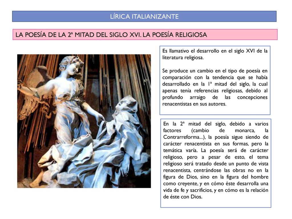 LA POESÍA DE LA 2ª MITAD DEL SIGLO XVI. LA POESÍA RELIGIOSA