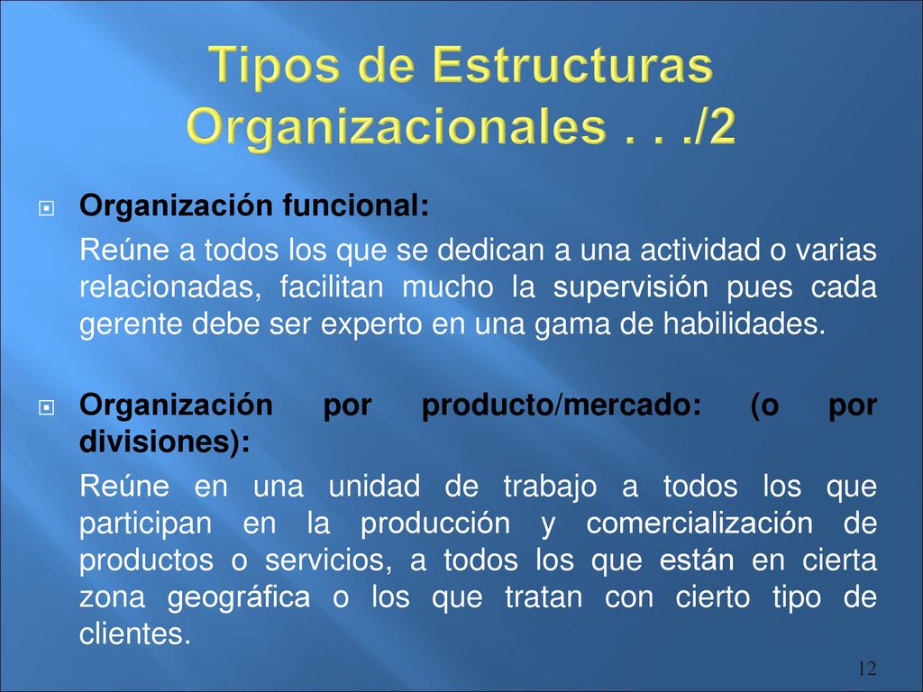 Tipos de Estructuras Organizacionales . . ./2