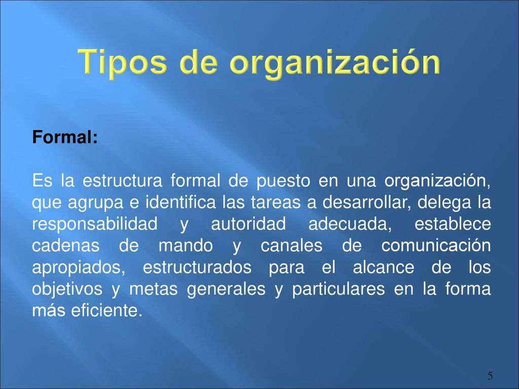 Tipos de organización Formal: