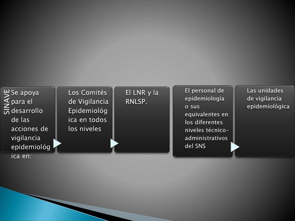 SINAVE Se apoya para el desarrollo de las acciones de vigilancia epidemiológica en: Los Comités de Vigilancia Epidemiológica en todos los niveles.
