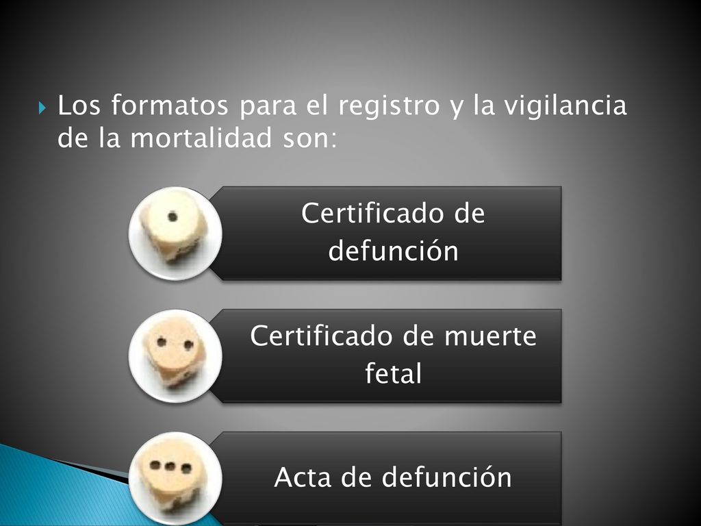 Los formatos para el registro y la vigilancia de la mortalidad son: