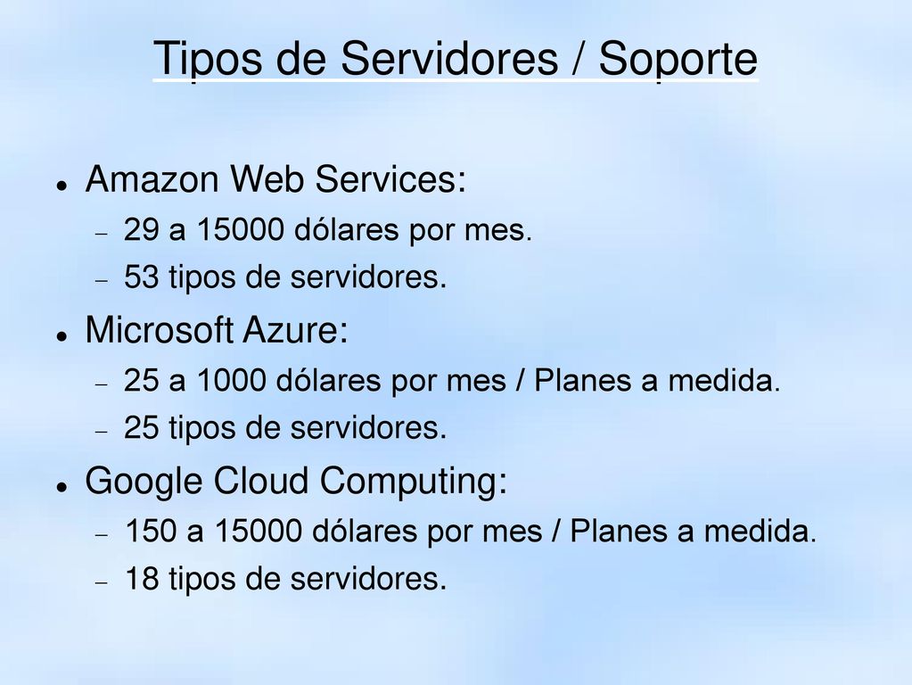 Tipos de Servidores / Soporte