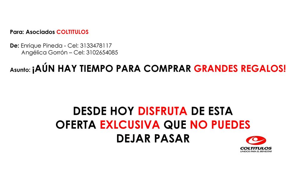 DESDE HOY DISFRUTA DE ESTA OFERTA EXLCUSIVA QUE NO PUEDES DEJAR PASAR