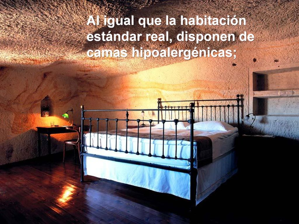 Al igual que la habitación estándar real, disponen de camas hipoalergénicas;