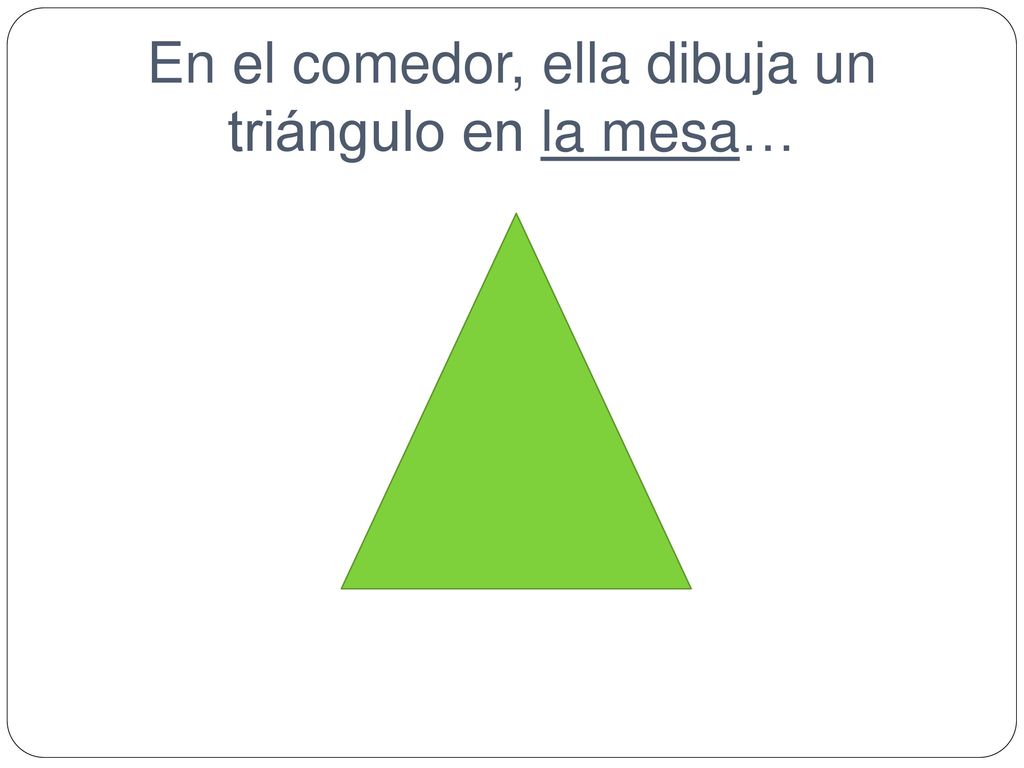 En el comedor, ella dibuja un triángulo en la mesa…