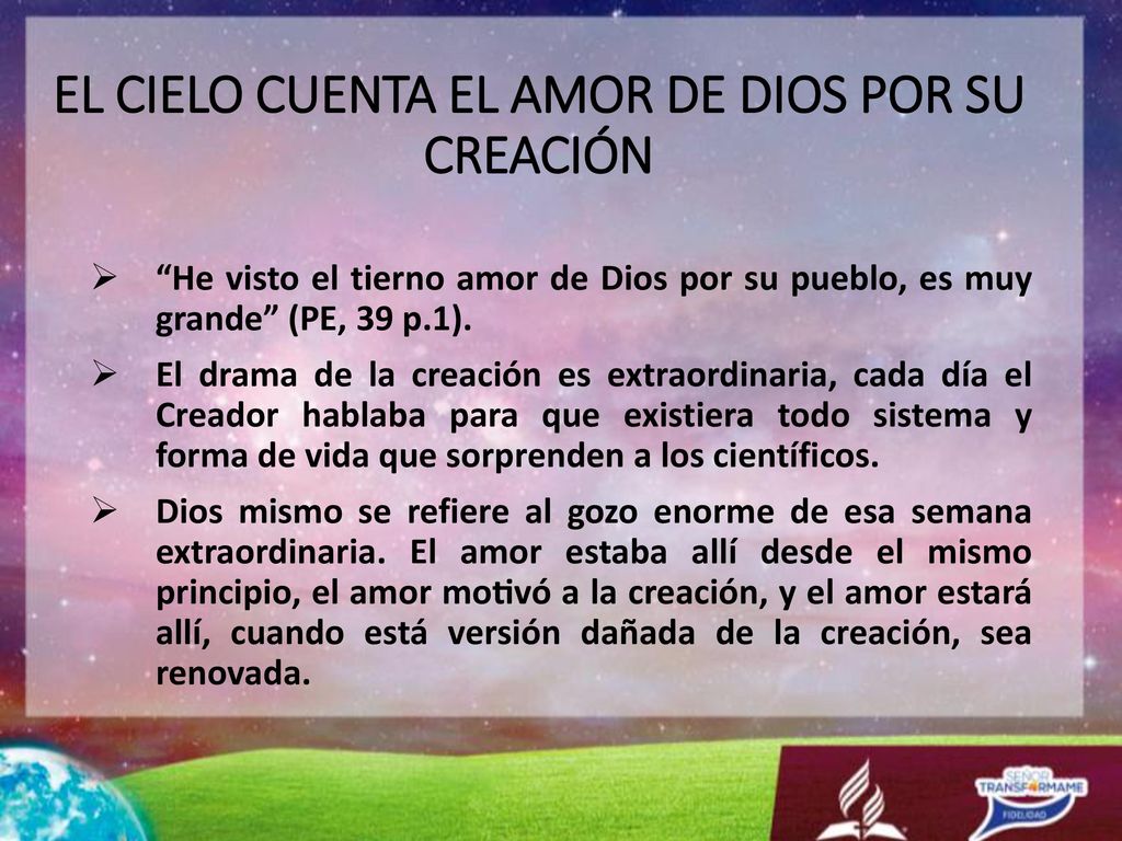 EL CIELO CUENTA EL AMOR DE DIOS POR SU CREACIÓN