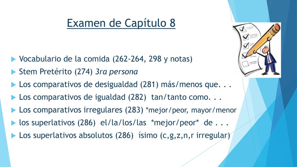 Examen de Capítulo 8 Vocabulario de la comida ( , 298 y notas)