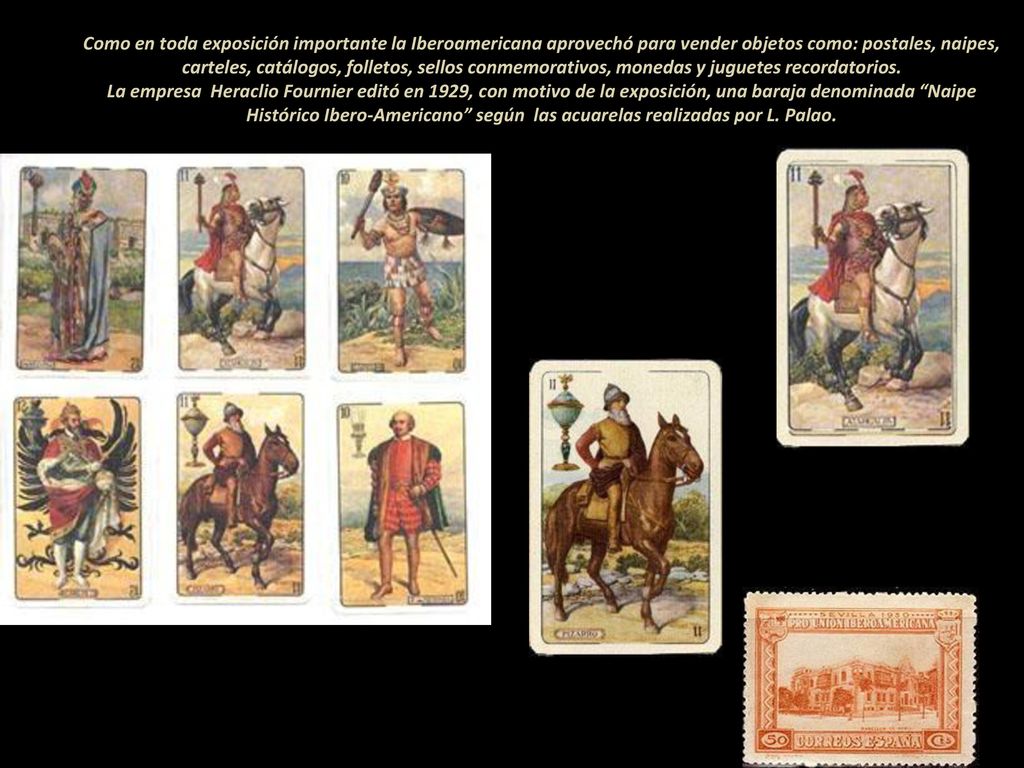 Como en toda exposición importante la Iberoamericana aprovechó para vender objetos como: postales, naipes, carteles, catálogos, folletos, sellos conmemorativos, monedas y juguetes recordatorios.
