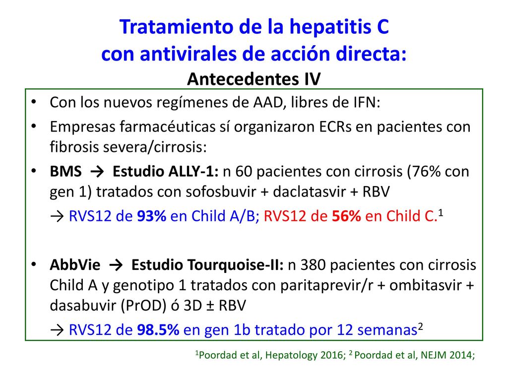 Tratamiento de la hepatitis C con antivirales de acción directa: Antecedentes IV