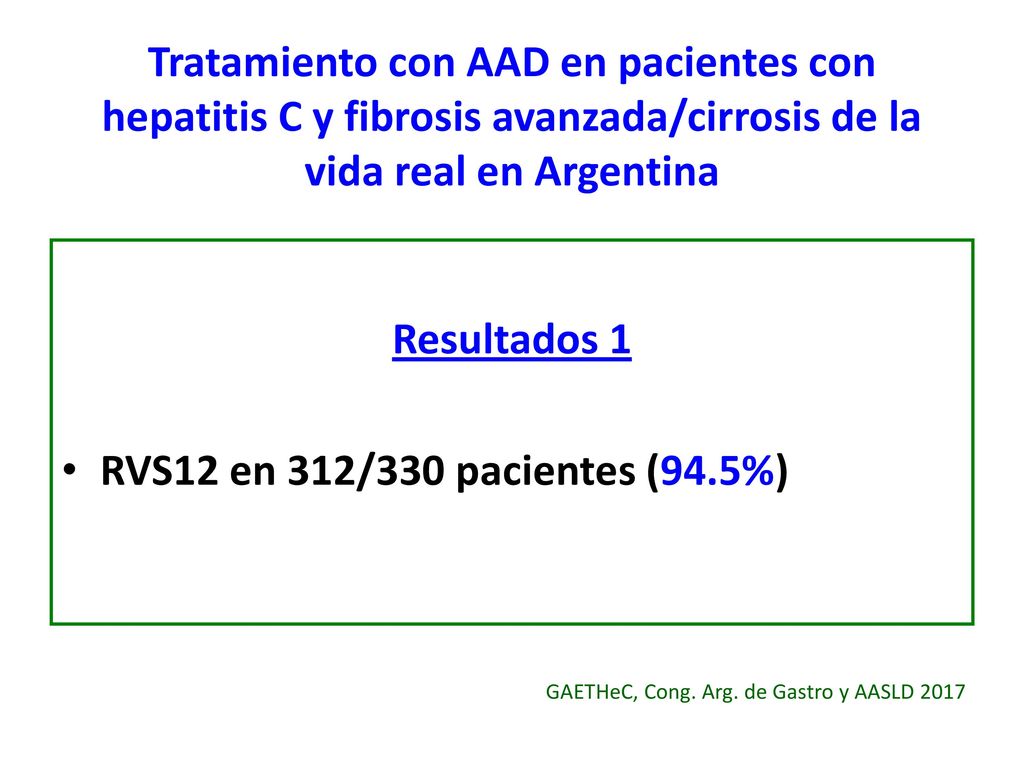Tratamiento con AAD en pacientes con hepatitis C y fibrosis avanzada/cirrosis de la vida real en Argentina