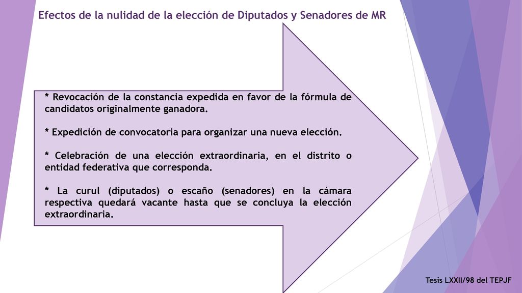 Efectos de la nulidad de la elección de Diputados y Senadores de MR