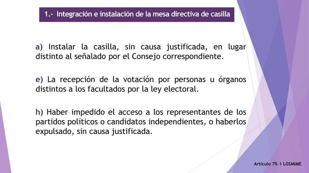 1.- Integración e instalación de la mesa directiva de casilla