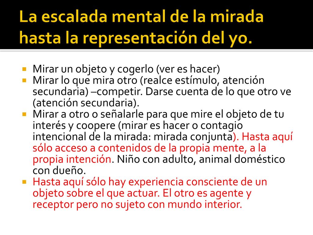 La escalada mental de la mirada hasta la representación del yo.