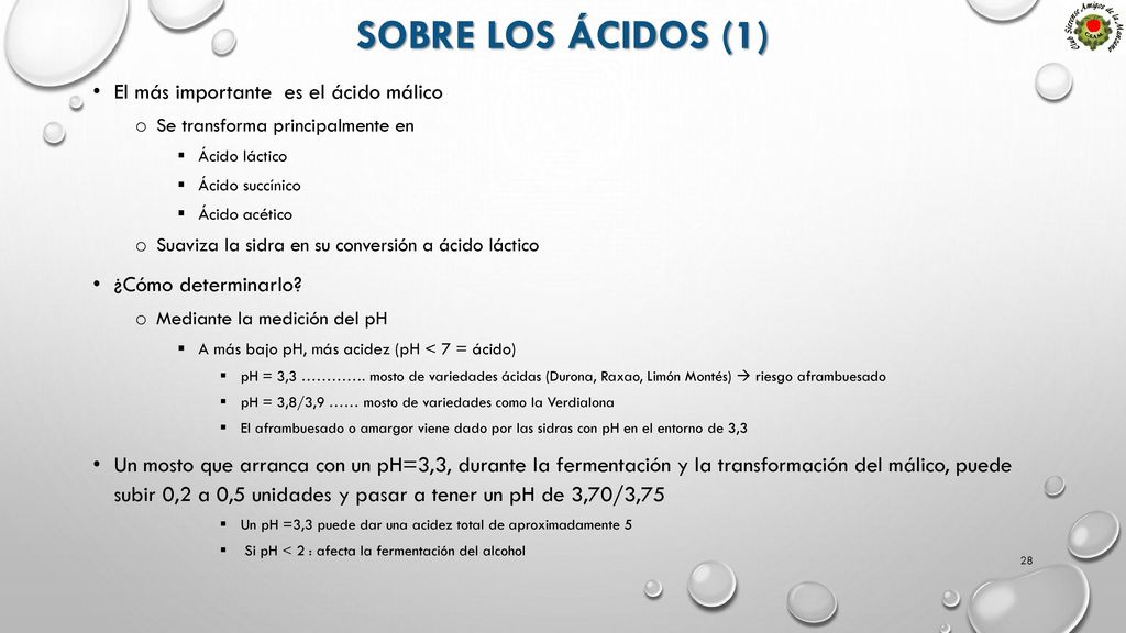 SOBRE LOS ÁCIDOS (1) El más importante es el ácido málico
