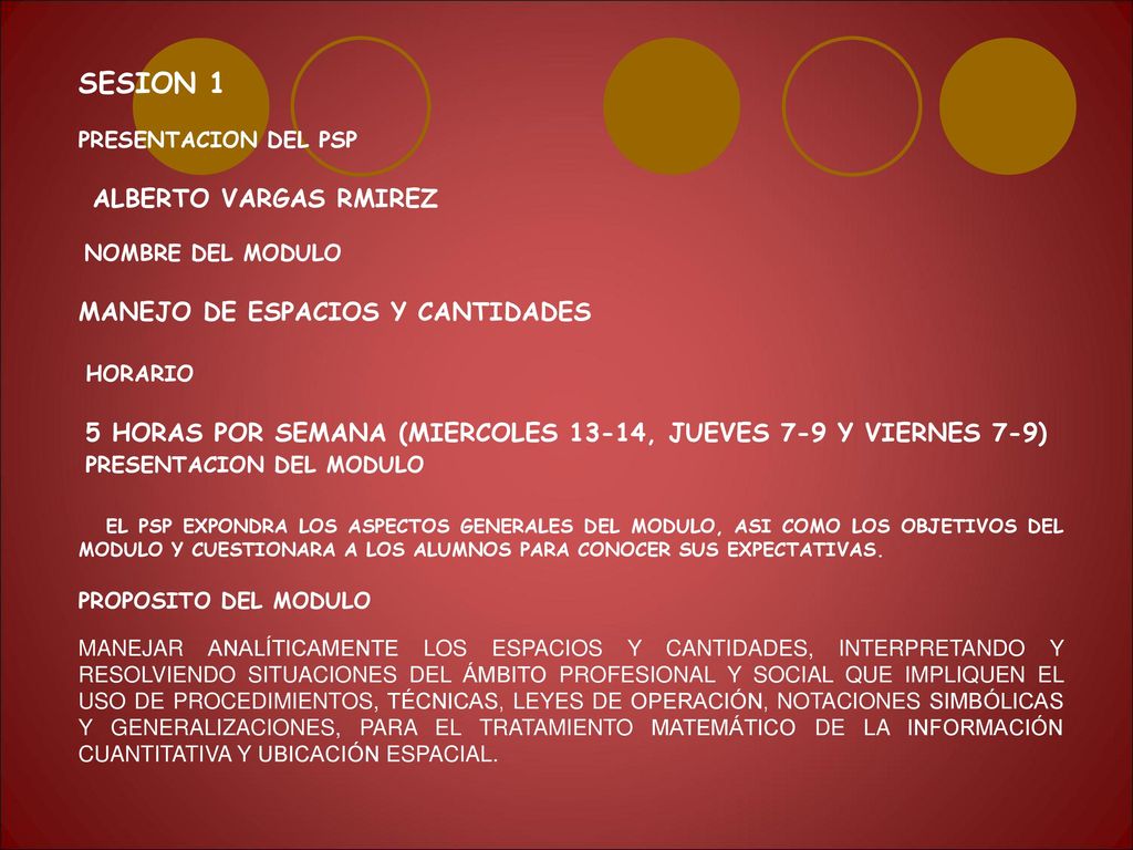 SESION 1 ALBERTO VARGAS RMIREZ MANEJO DE ESPACIOS Y CANTIDADES HORARIO