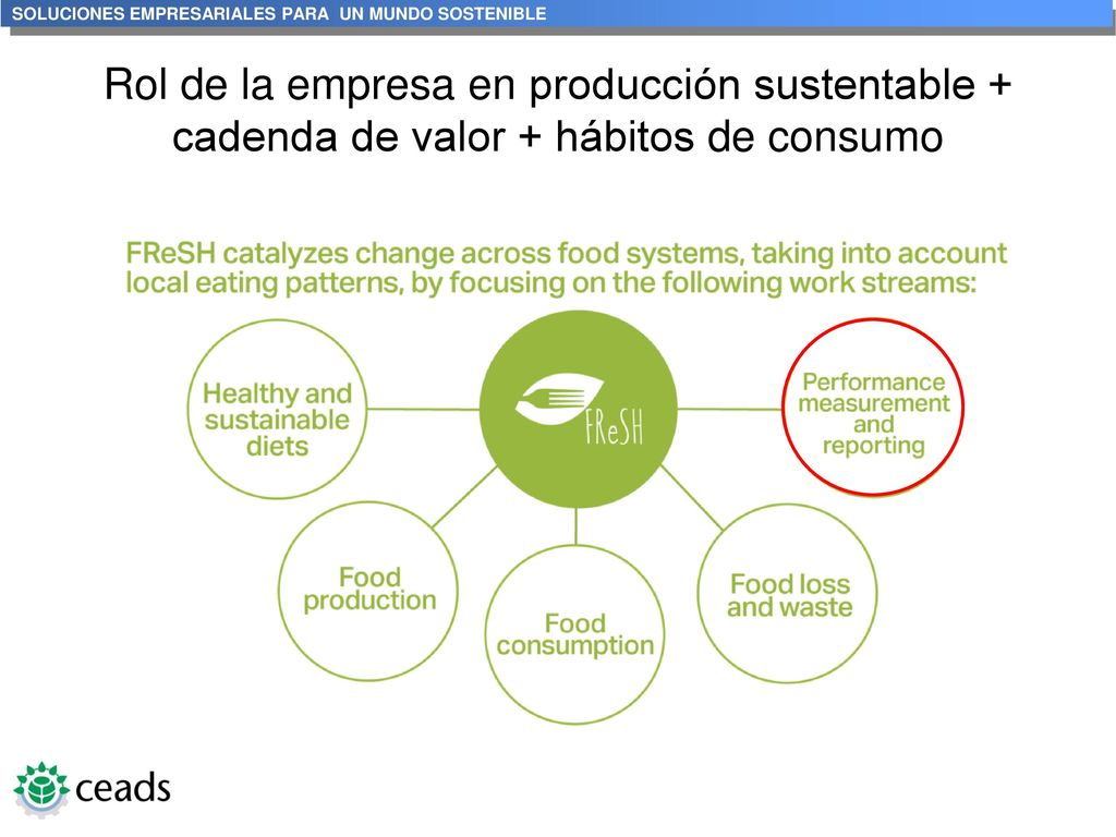 Rol de la empresa en producción sustentable + cadenda de valor + hábitos de consumo