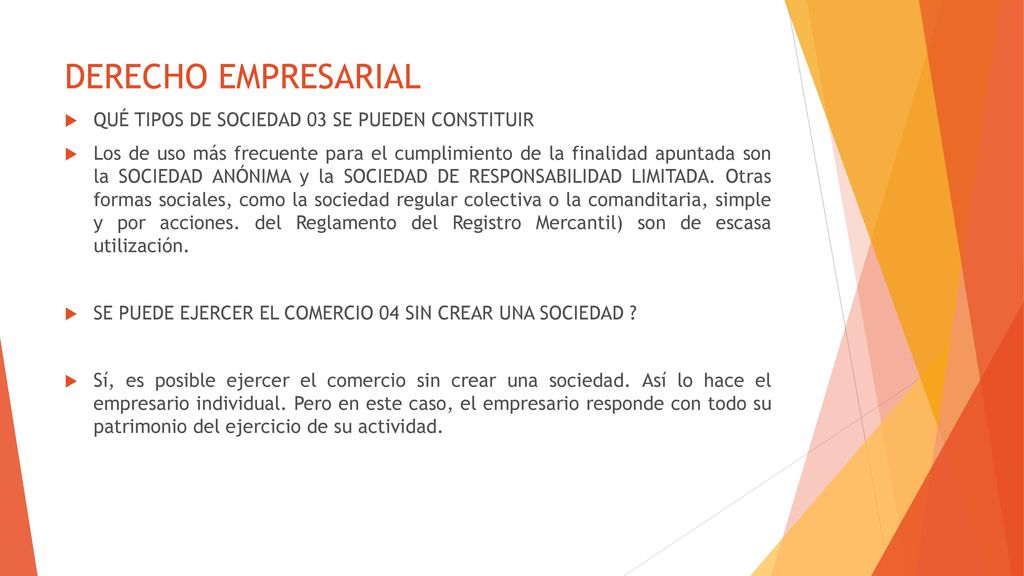 DERECHO EMPRESARIAL QUÉ TIPOS DE SOCIEDAD 03 SE PUEDEN CONSTITUIR