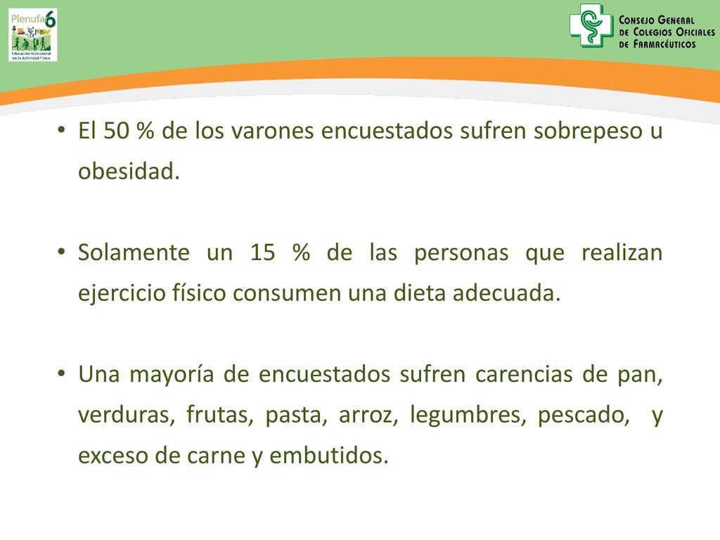 El 50 % de los varones encuestados sufren sobrepeso u obesidad.