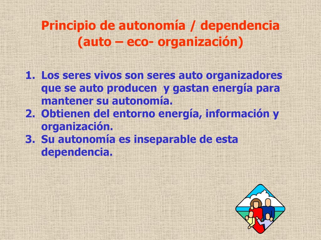 Principio de autonomía / dependencia (auto – eco- organización)