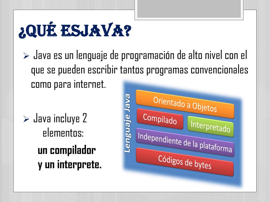 ¿QUÉ ESJAVA Java es un lenguaje de programación de alto nivel con el que se pueden escribir tantos programas convencionales como para internet.