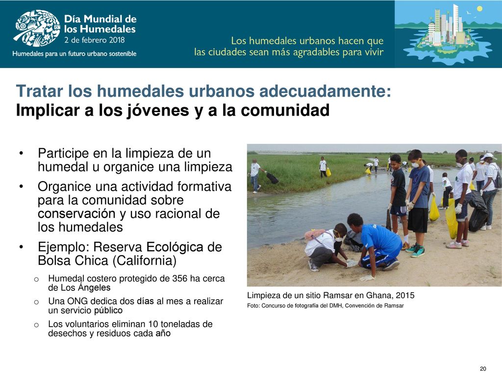 Tratar los humedales urbanos adecuadamente: Implicar a los jóvenes y a la comunidad
