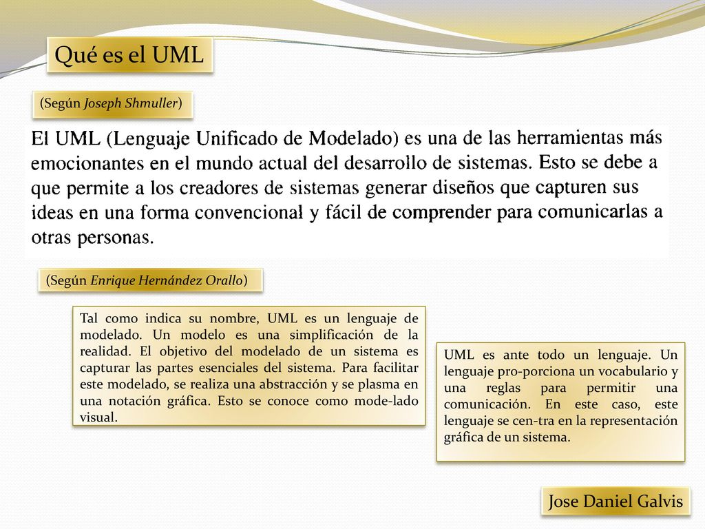 Qué es el UML Jose Daniel Galvis (Según Joseph Shmuller)