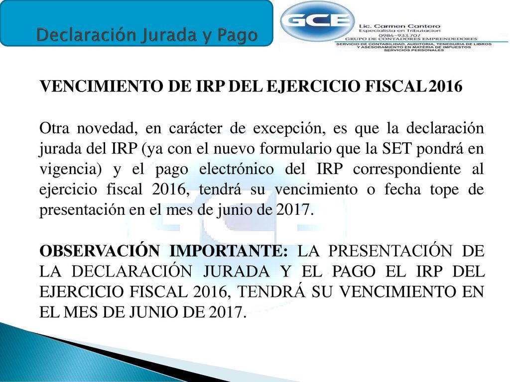 Declaración Jurada y Pago
