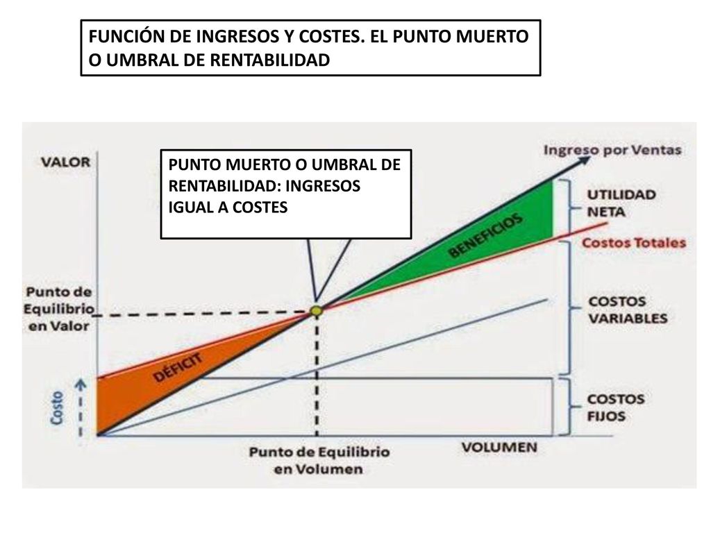FUNCIÓN DE INGRESOS Y COSTES. EL PUNTO MUERTO O UMBRAL DE RENTABILIDAD