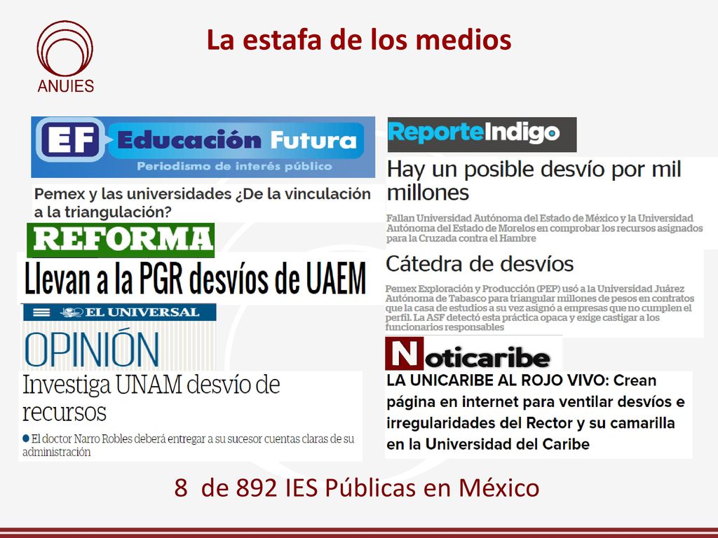 La estafa de los medios 8 de 892 IES Públicas en México