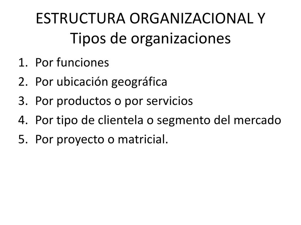 ESTRUCTURA ORGANIZACIONAL Y Tipos de organizaciones