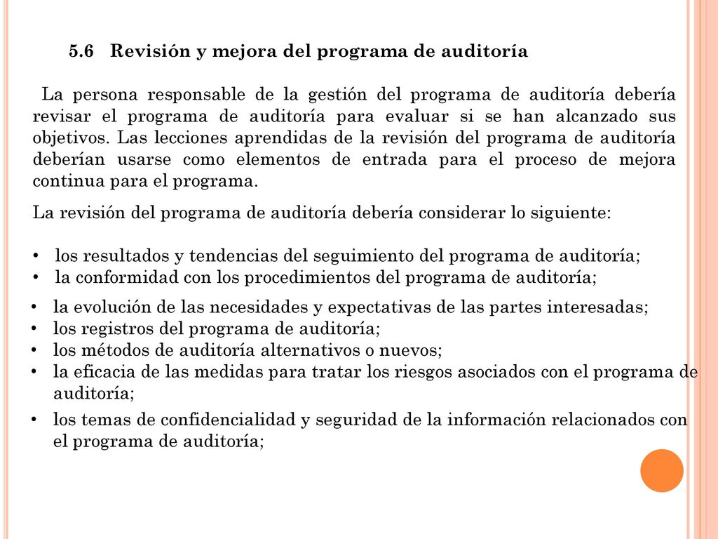 5.6 Revisión y mejora del programa de auditoría