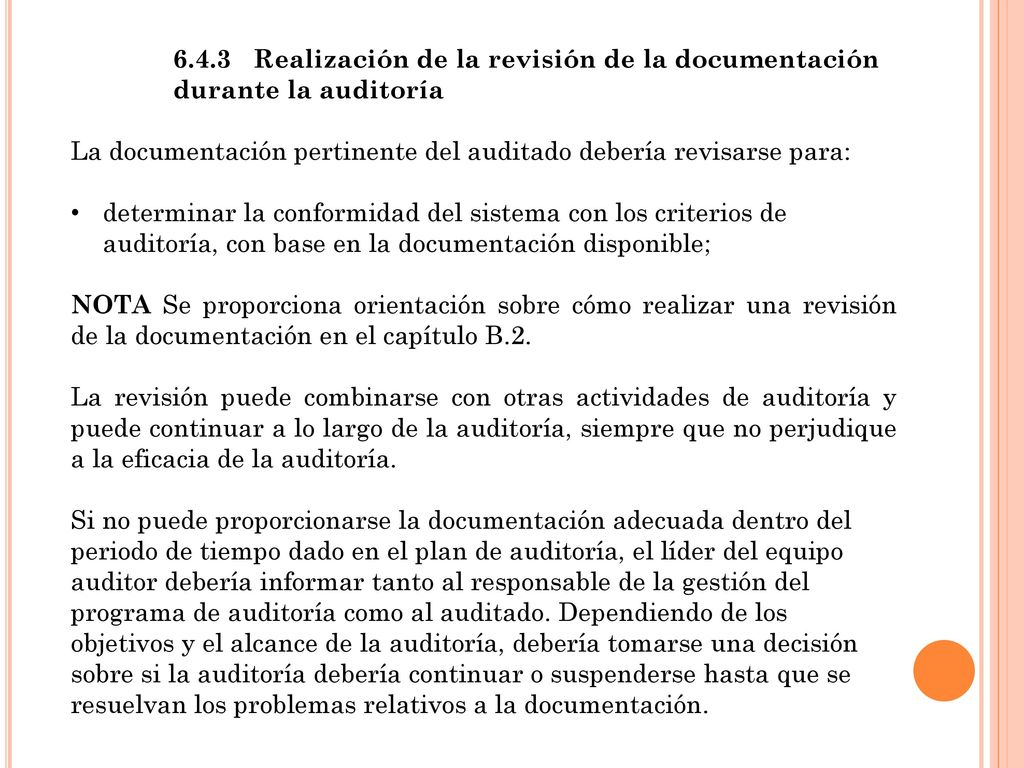 6.4.3 Realización de la revisión de la documentación durante la auditoría