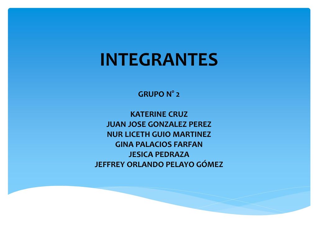 INTEGRANTES GRUPO N° 2 KATERINE CRUZ JUAN JOSE GONZALEZ PEREZ