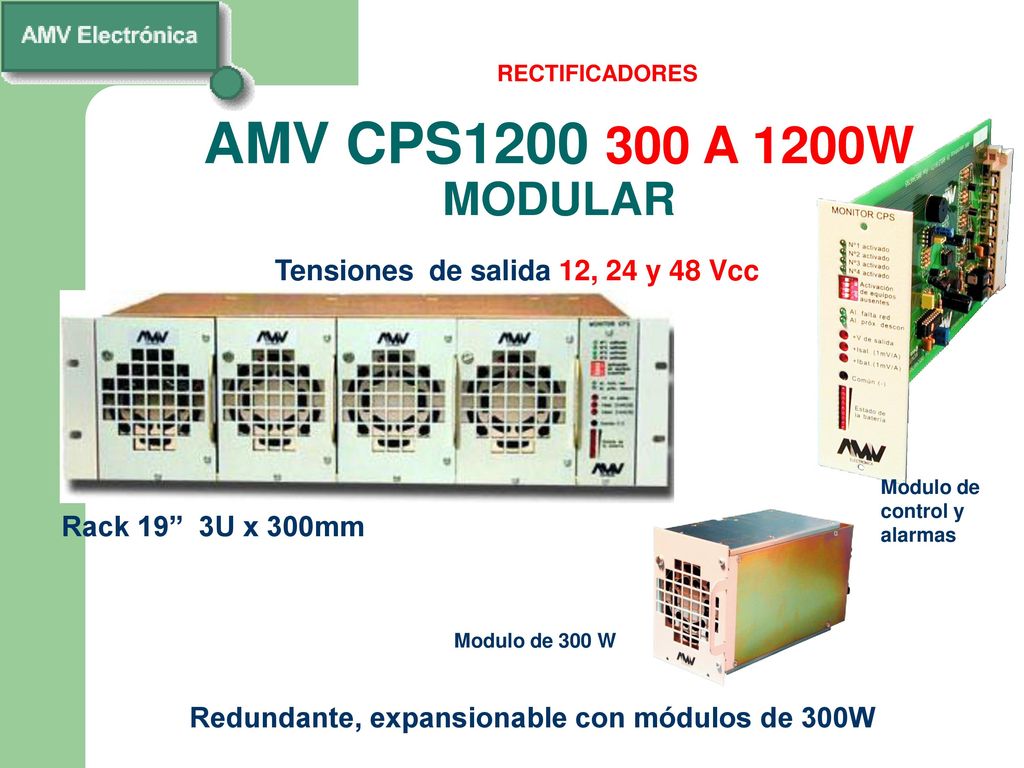 AMV CPS A 1200W MODULAR Tensiones de salida 12, 24 y 48 Vcc