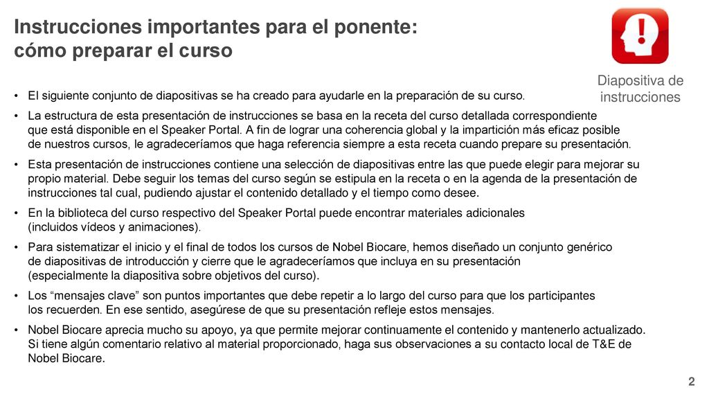 Instrucciones importantes para el ponente: cómo preparar el curso
