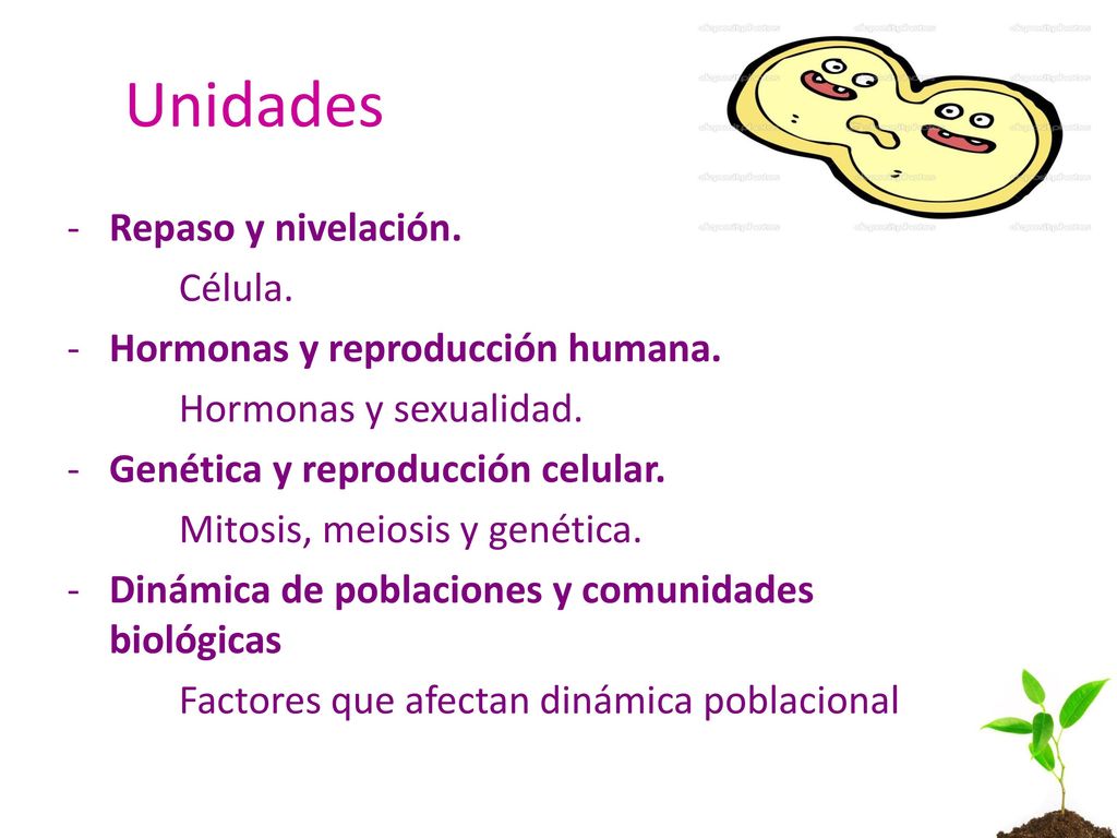 Unidades Repaso y nivelación. Célula. Hormonas y reproducción humana.