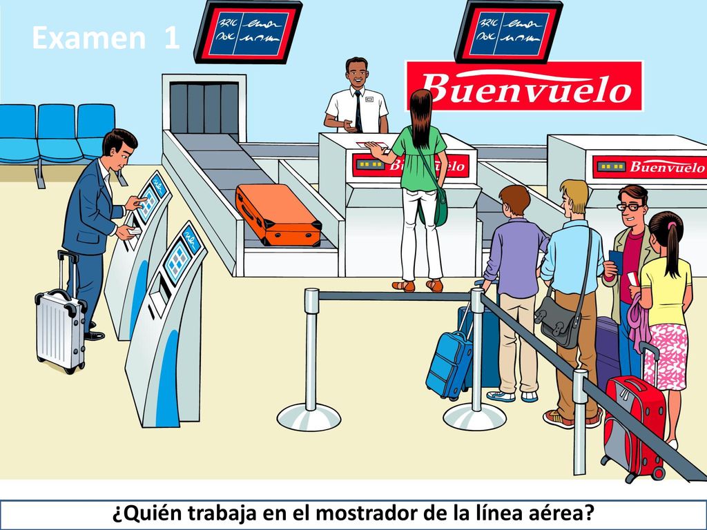 ¿Quién trabaja en el mostrador de la línea aérea