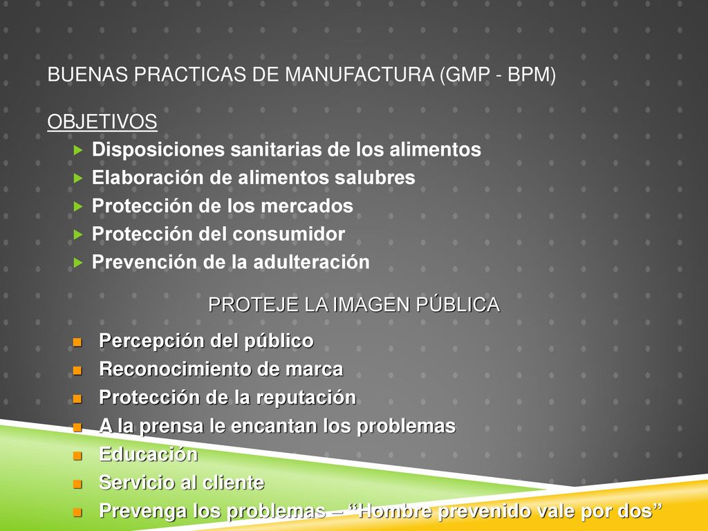 BUENAS PRACTICAS DE MANUFACTURA II - Ppt Descargar