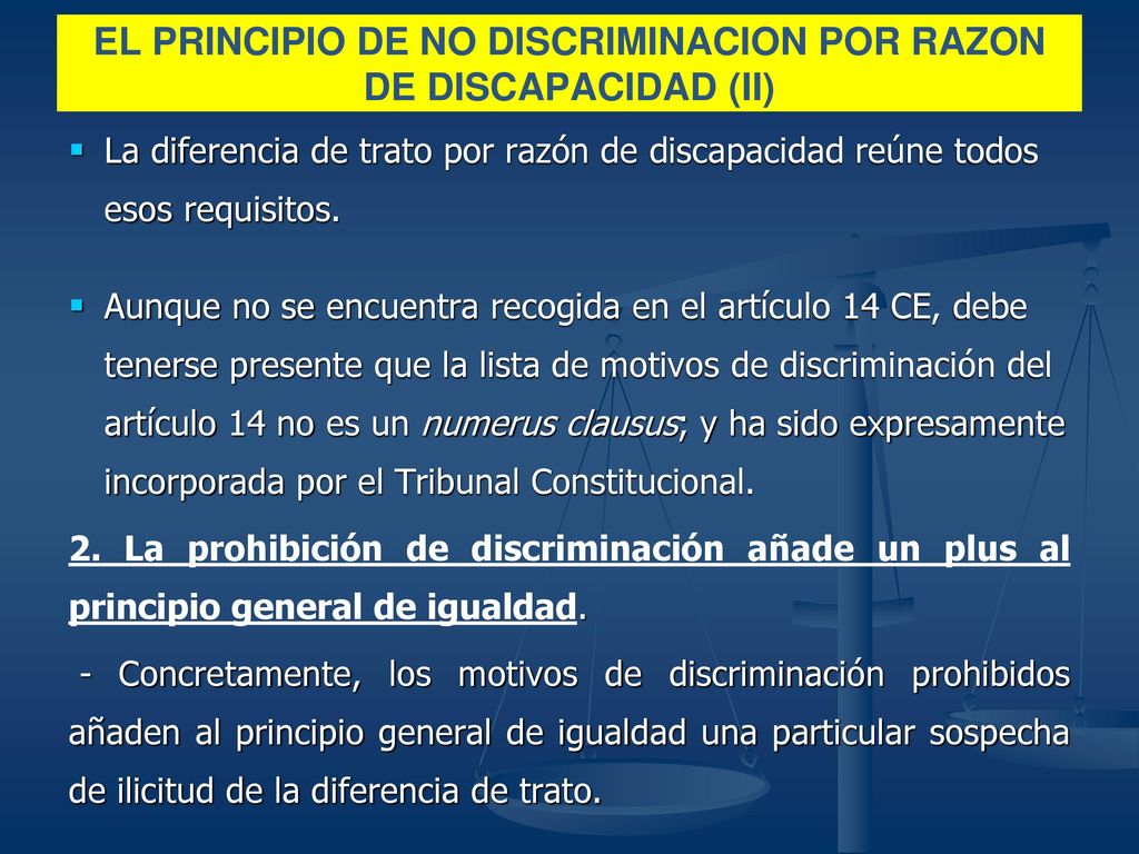 EL PRINCIPIO DE NO DISCRIMINACION POR RAZON DE DISCAPACIDAD (II)